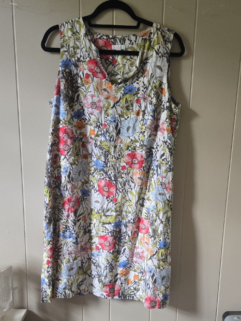 J. Jill Sleeveless Floral Linen Dress with Pockets